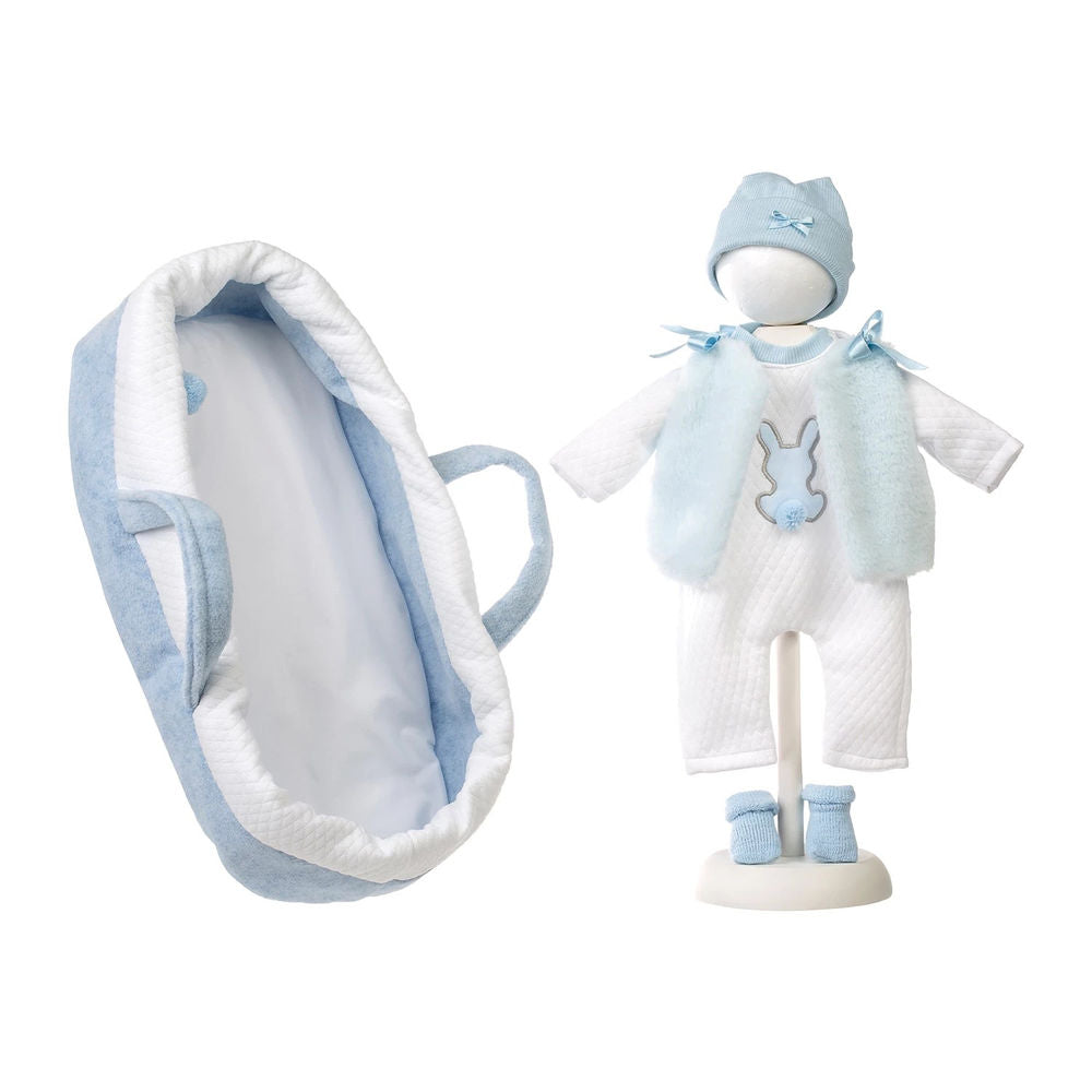 Llorens sac de transport et barboteuse pour poupée bleu 42cm