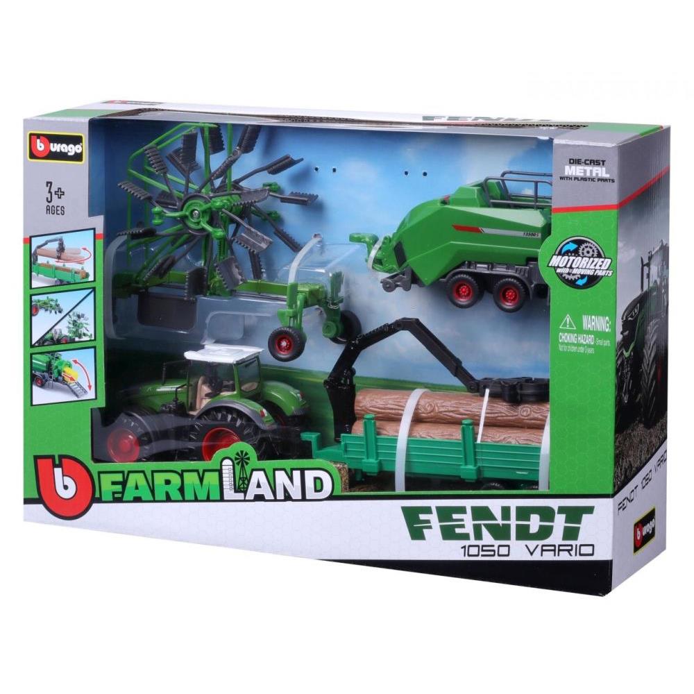Bburago tractor set Fendt with 3 trailers