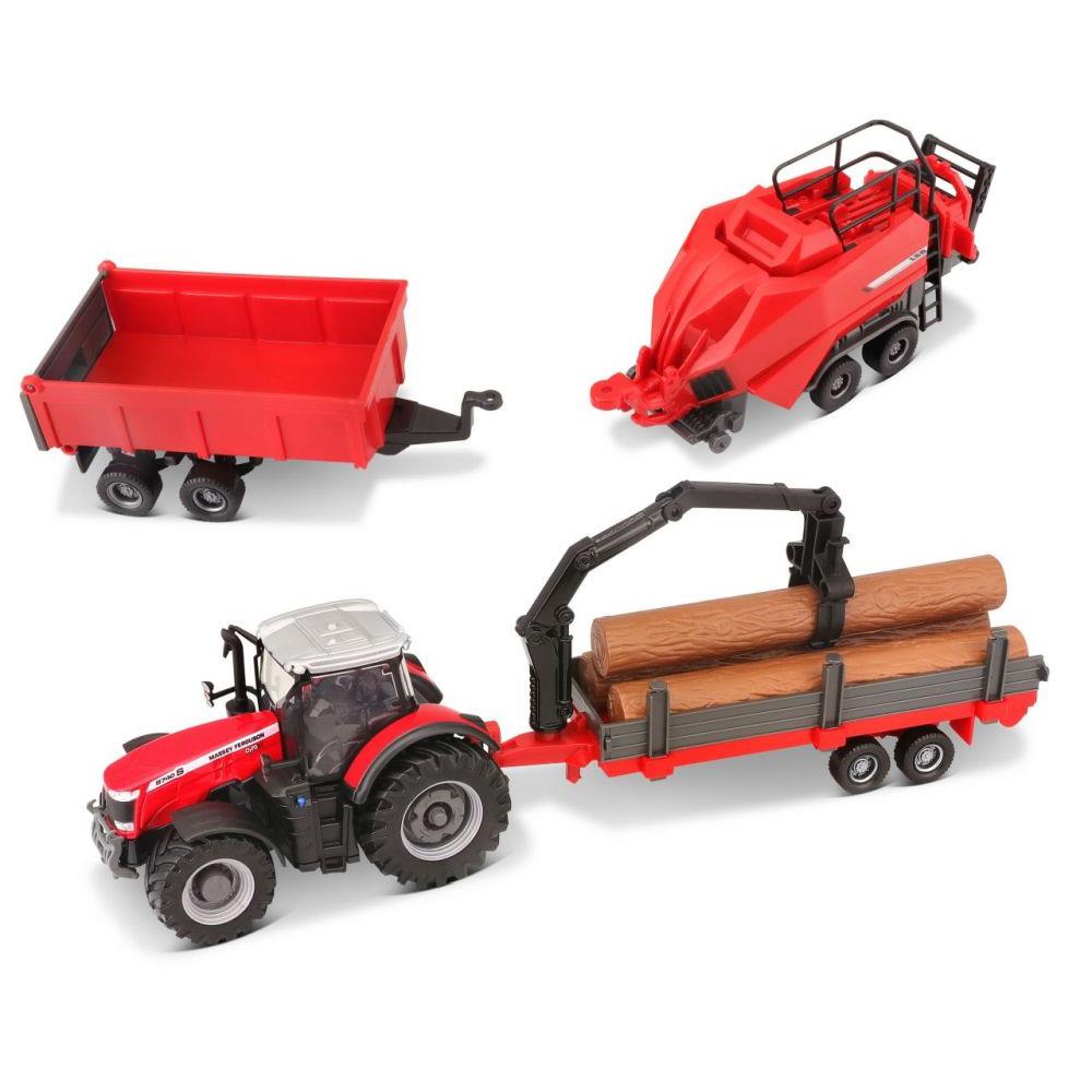Bburago Tractor Set Massey Ferguson with Trailer