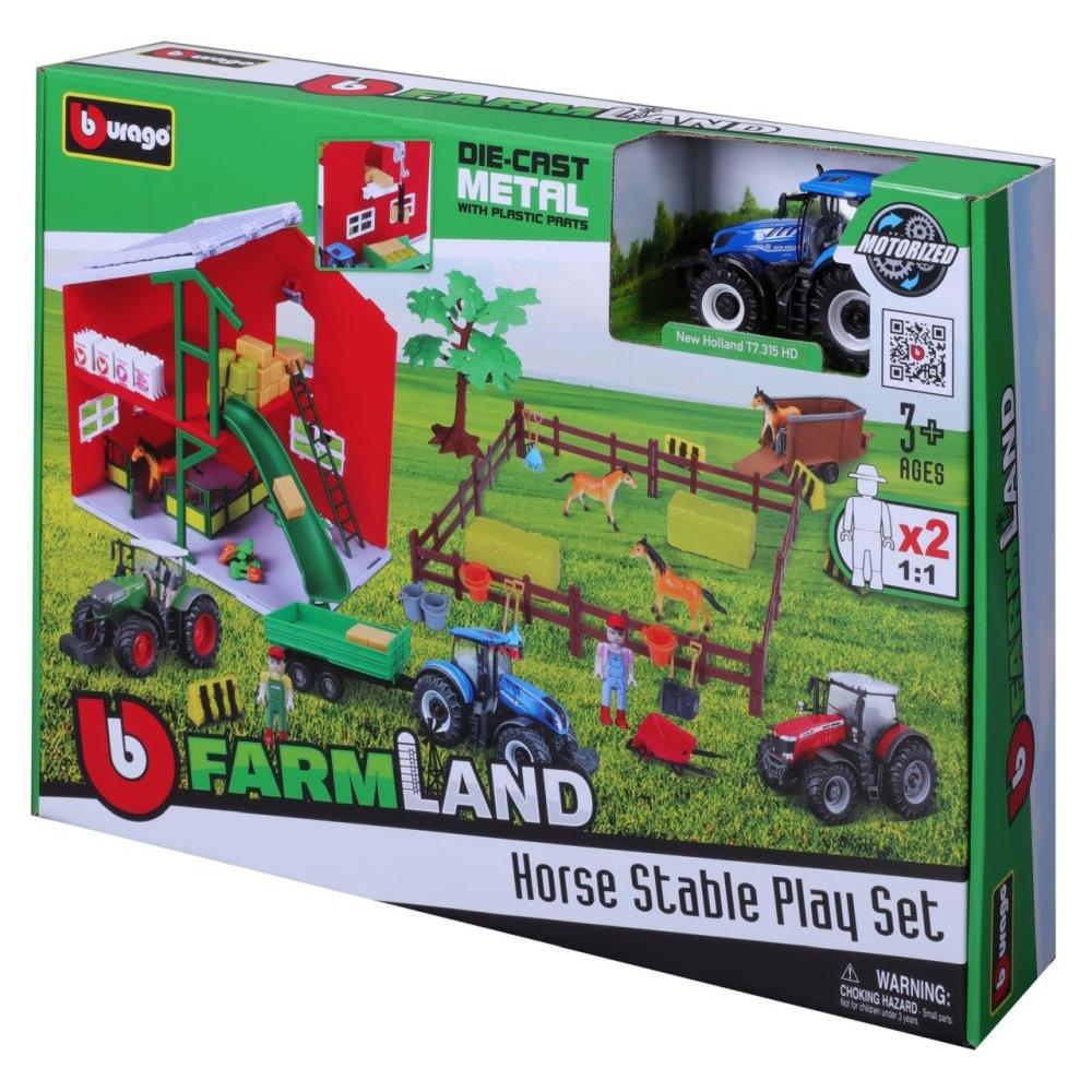 Bburago Parkgarage Pferdestall mit Traktor