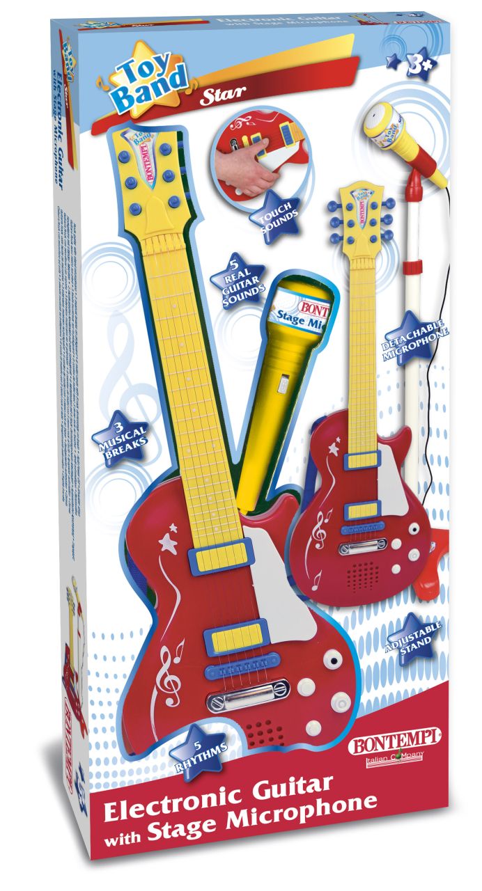Bontempi Rockgitarre mit Standmikrofon-Verstärker