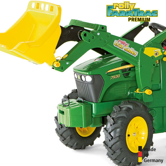RollyToys Farmtrac Premium John Deere 7930 with gearshift, brake, loader & pneumatic tires