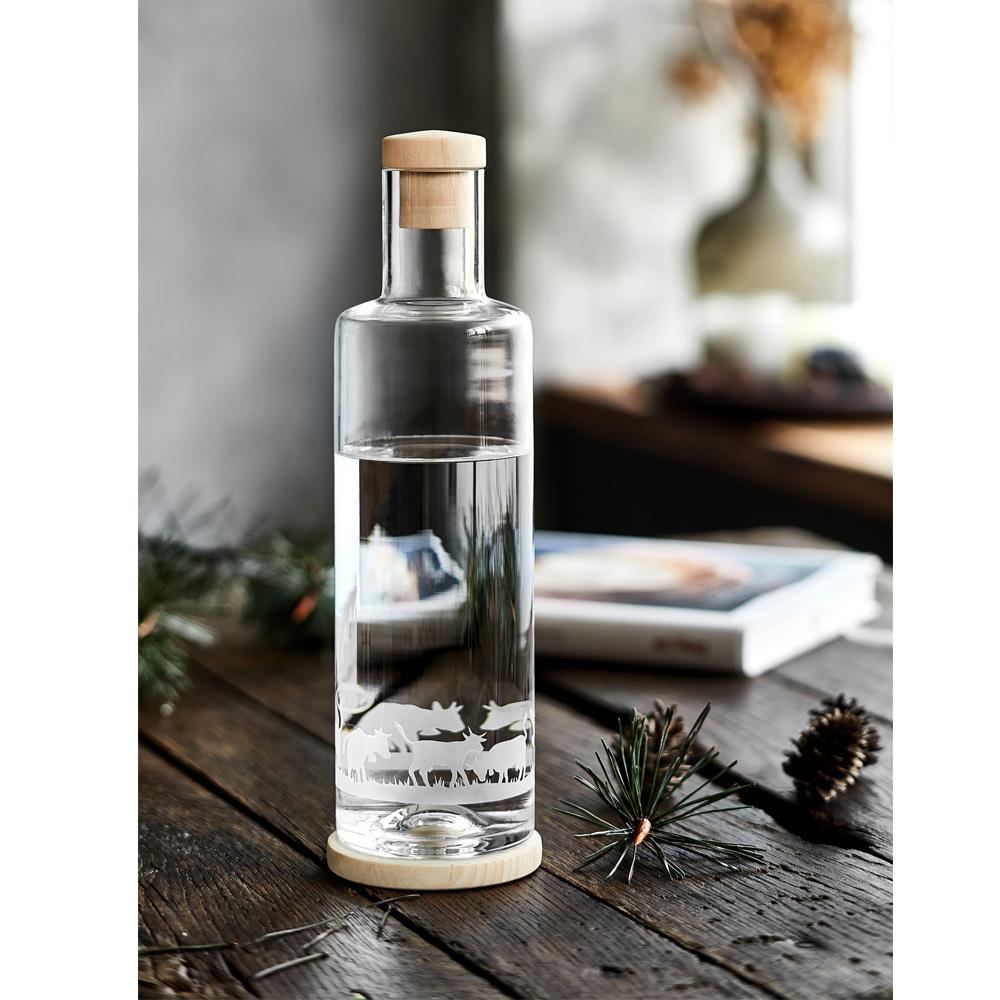 Carafe en verre motif vaches, 1 litre