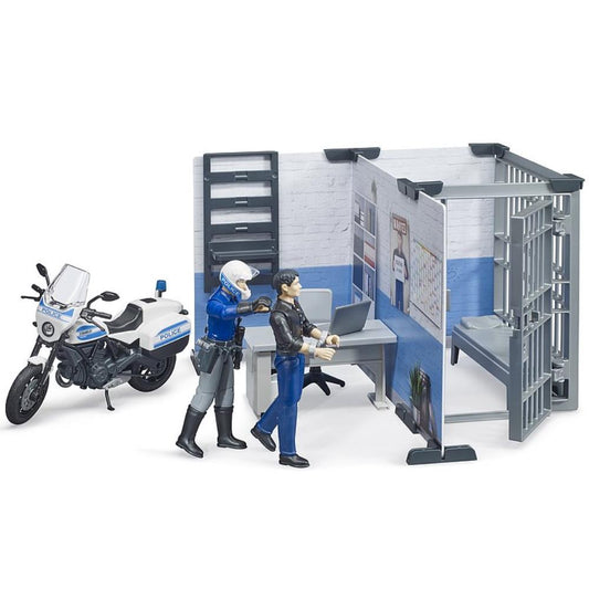 Commissariat de police frère avec moto de police