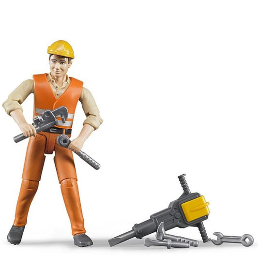 Frère ouvrier du bâtiment avec des fournitures