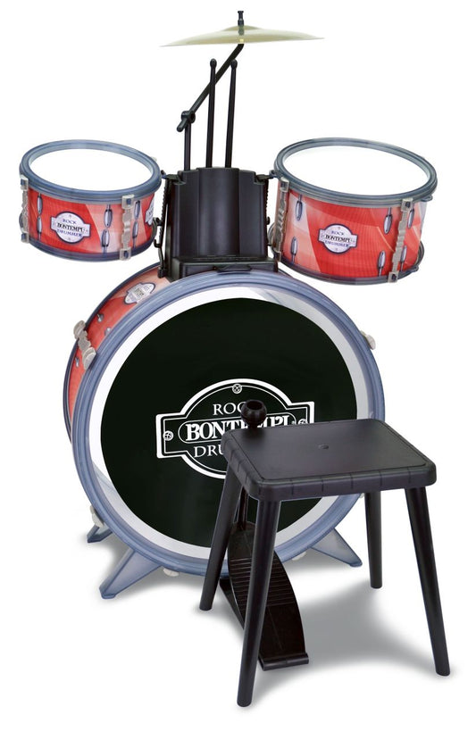 Bontempi Schlagzeug rot/schwarz mit Stuhl