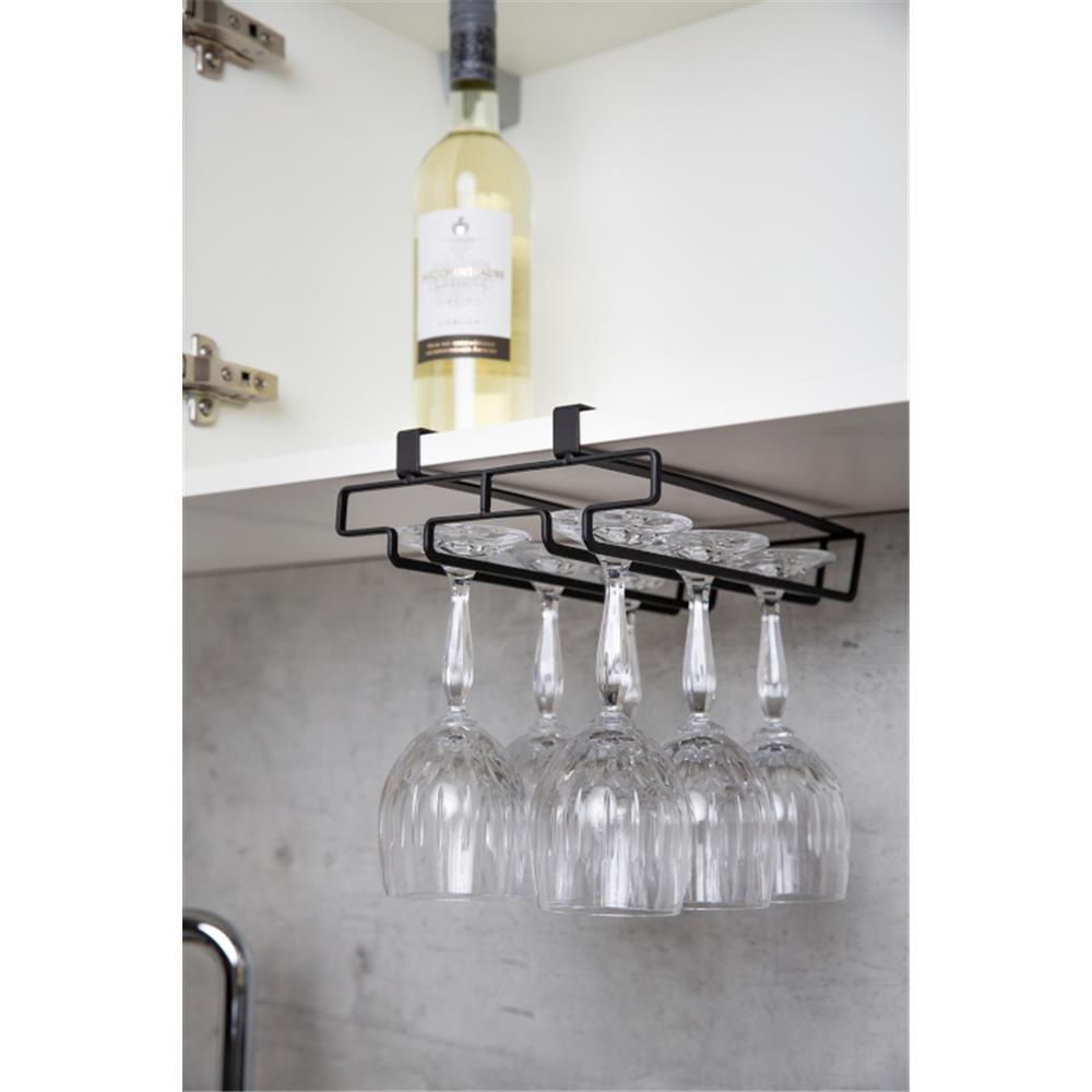 Wenko cupboard hanger glass holder, black
