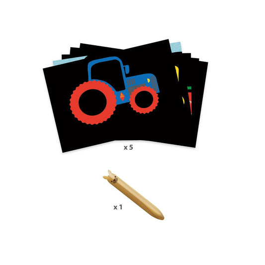 Djeco Scratchbilder Fahrzeuge entdecken