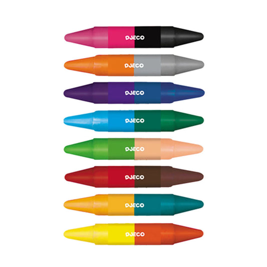 Djeco 8 wax crayons, 16 colours