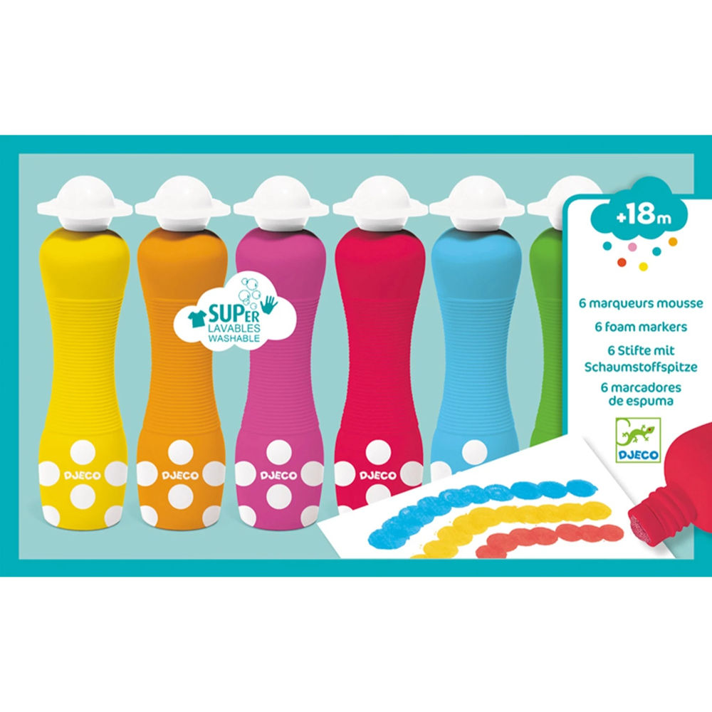 Djeco 6 stylos avec pointe mousse