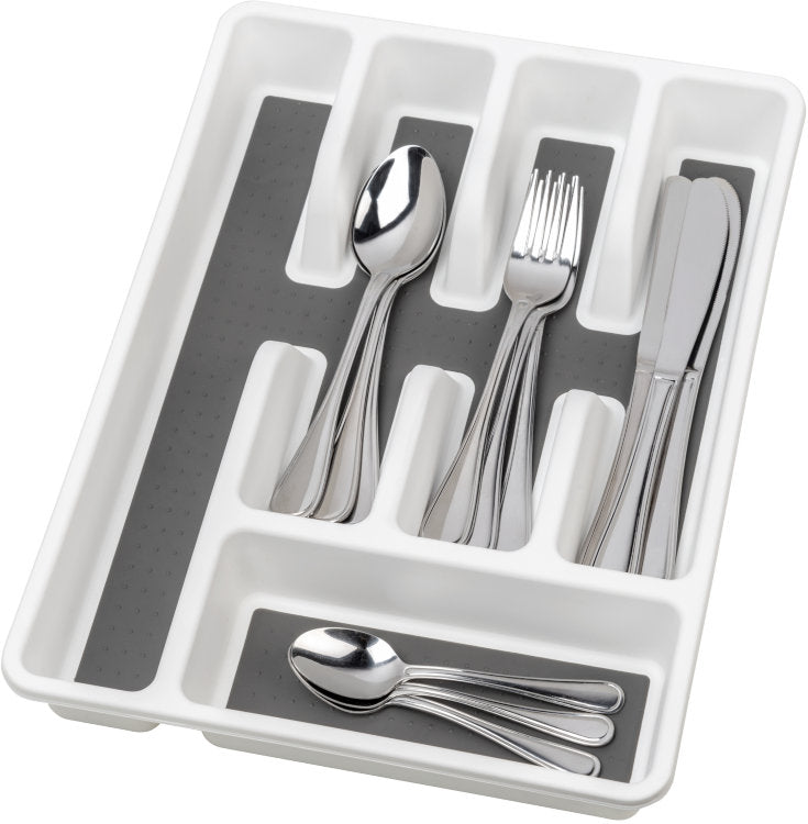 Wenko range-couverts antidérapant, lot de 5, blanc/gris foncé