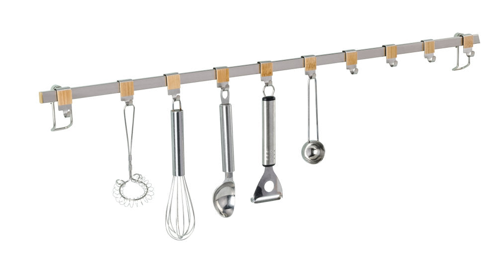 Wenko Hakenleiste Premium mit 10, Hakenmatt silber/ braun