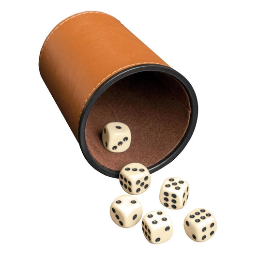 Philos dice cup including 6 dice - imitation leather - brown