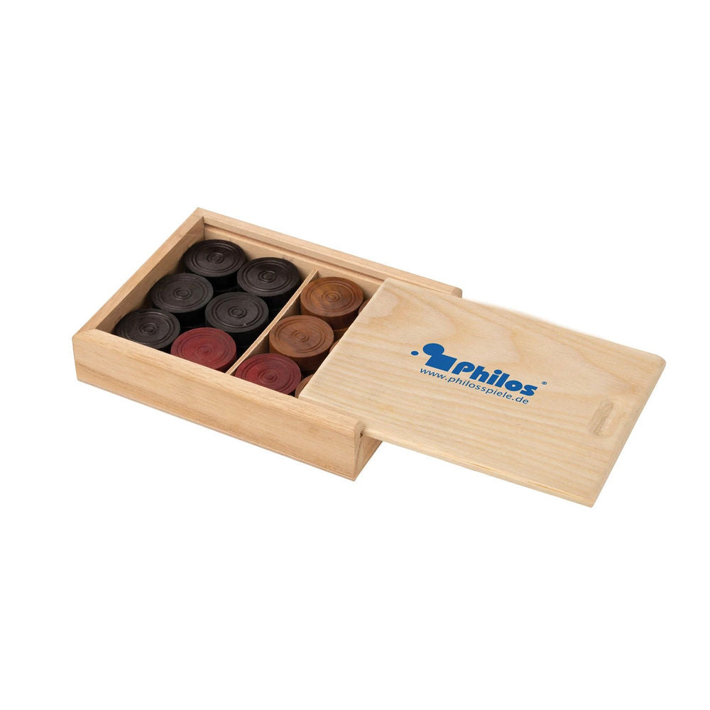 Pierres de carrom Philos Bulldog, dans une boîte en bois