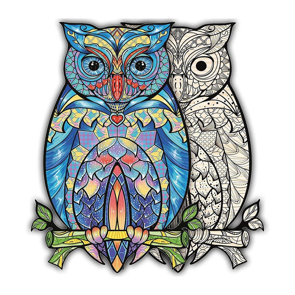 Puzzle en bois artefact Philos 2 en 1 hibou, 199 pièces