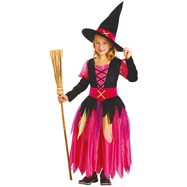 Robe de sorcière de carnaval rose 5-6 ans S