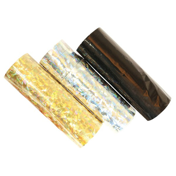 Amscan 3 Luftschlangen gold/schwarz/silber