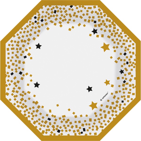 Amscan 6 assiettes octogonales en argent. 18 cm