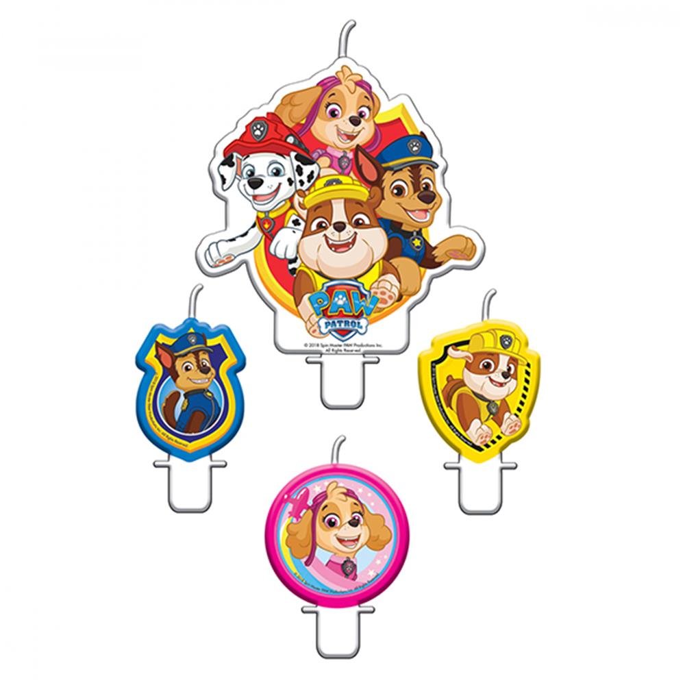 Amscan 4 mini figurines bougies Paw Patrol cul.