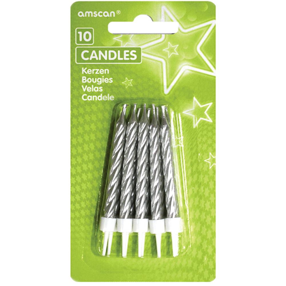 10 Geburtstagskerzen silber