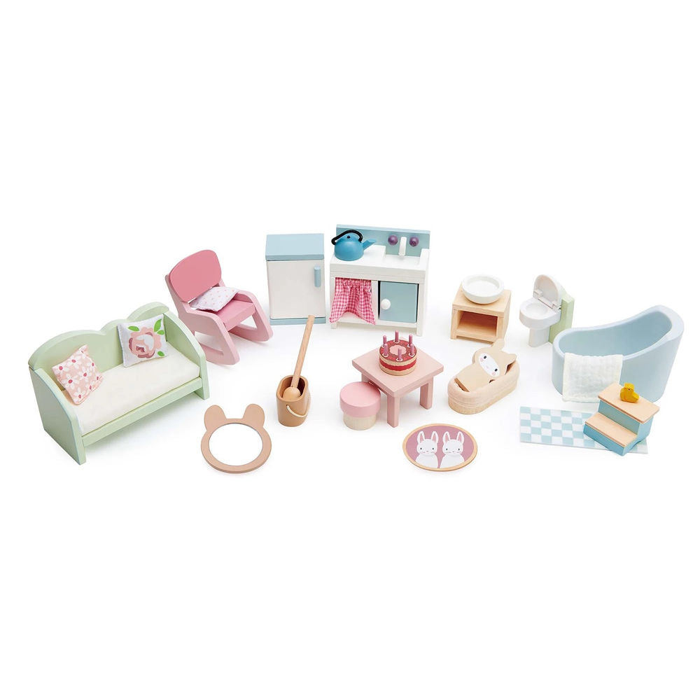 Doll furniture set in country house style