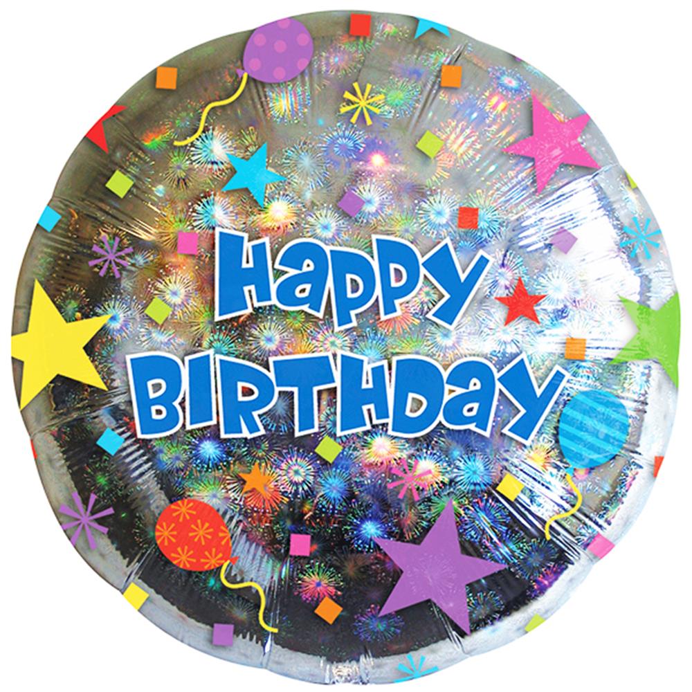 Ballon aluminium Joyeux anniversaire rond, 45 cm