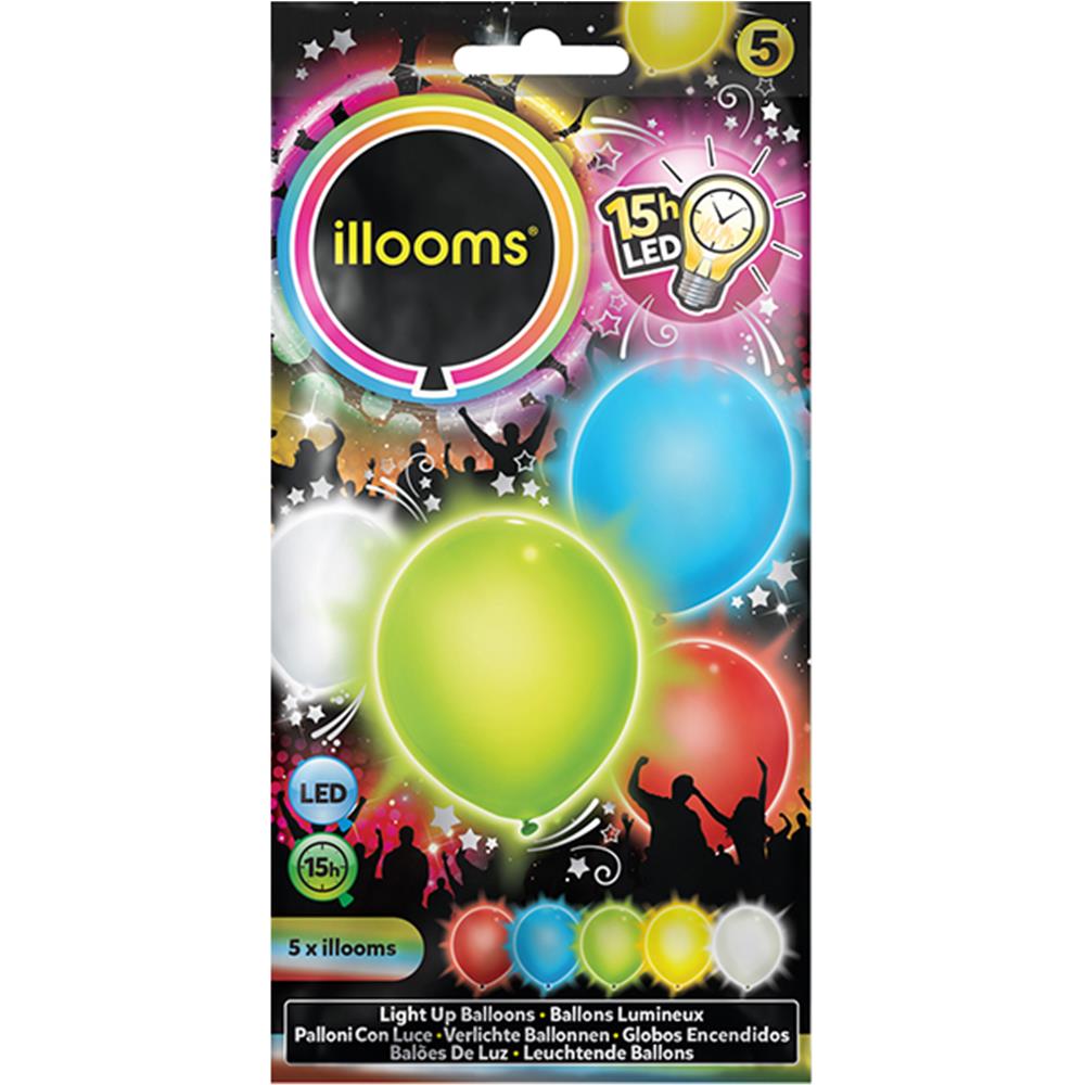Various brands 5 LED party balloons, assorted