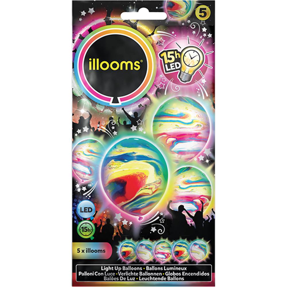 5 ballons LED MARBRE, assortis