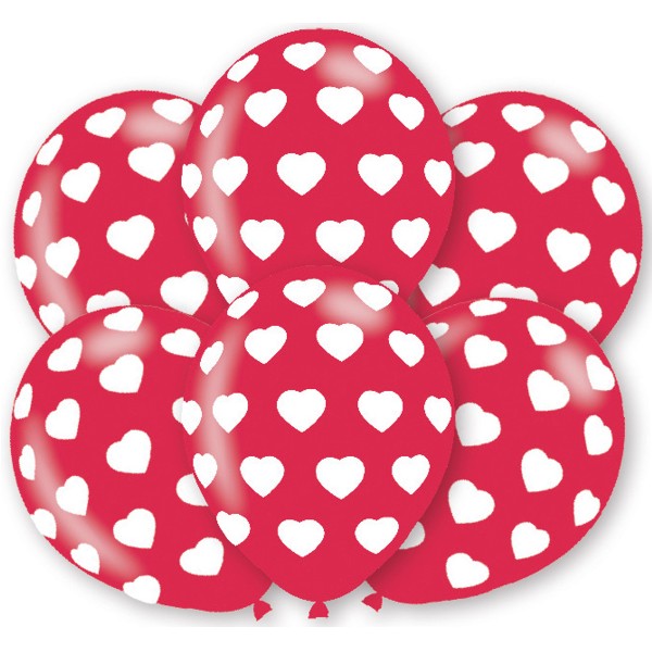 Amscan 6 ballons coeurs, rouge/blanc