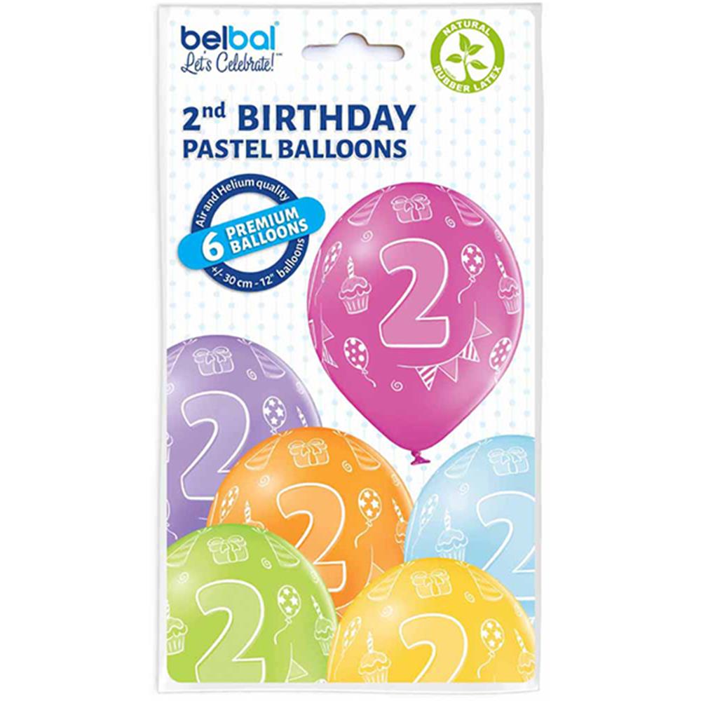 Ballons mit Zahl 2, 6 Stück