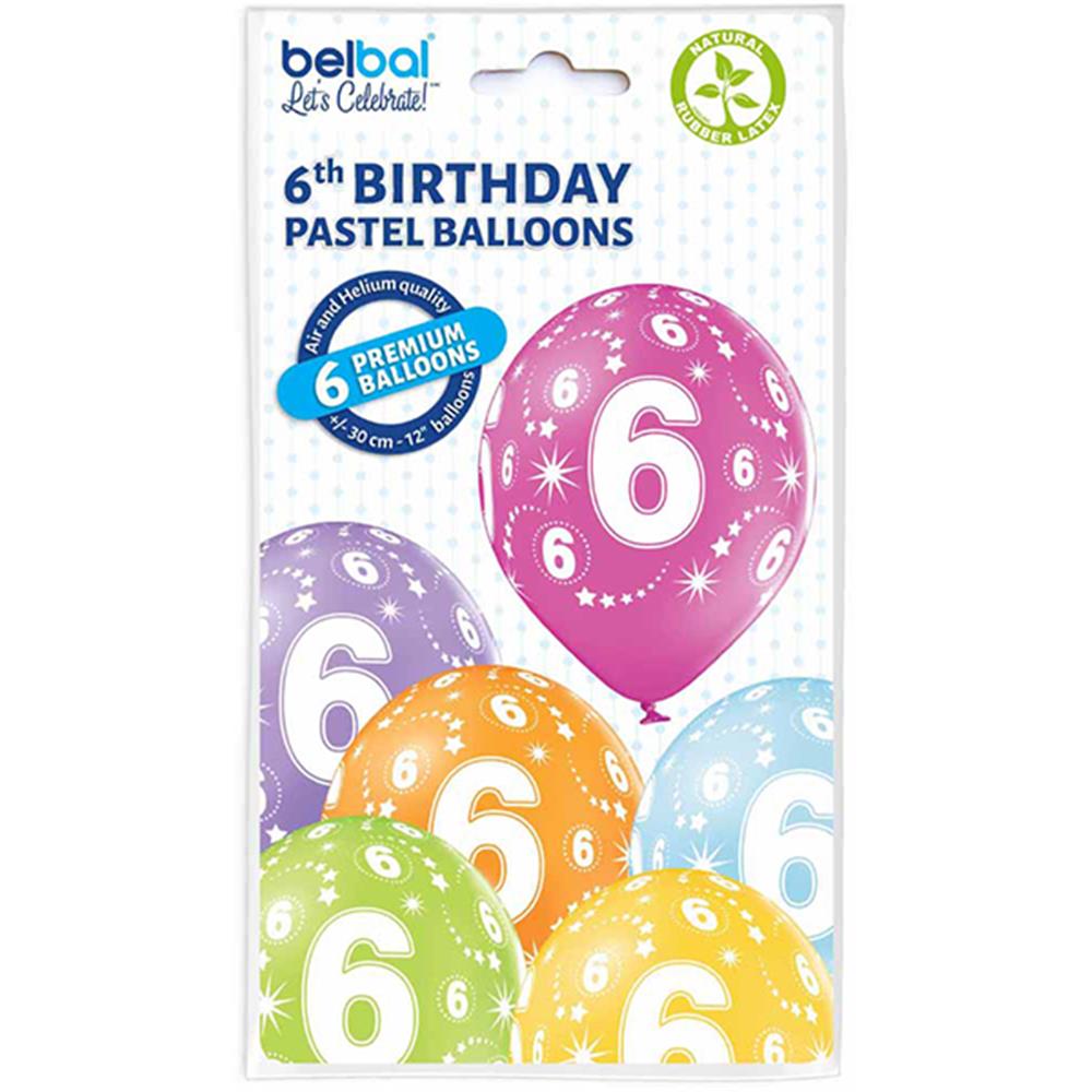Ballons mit Zahl 6, 6 Stück