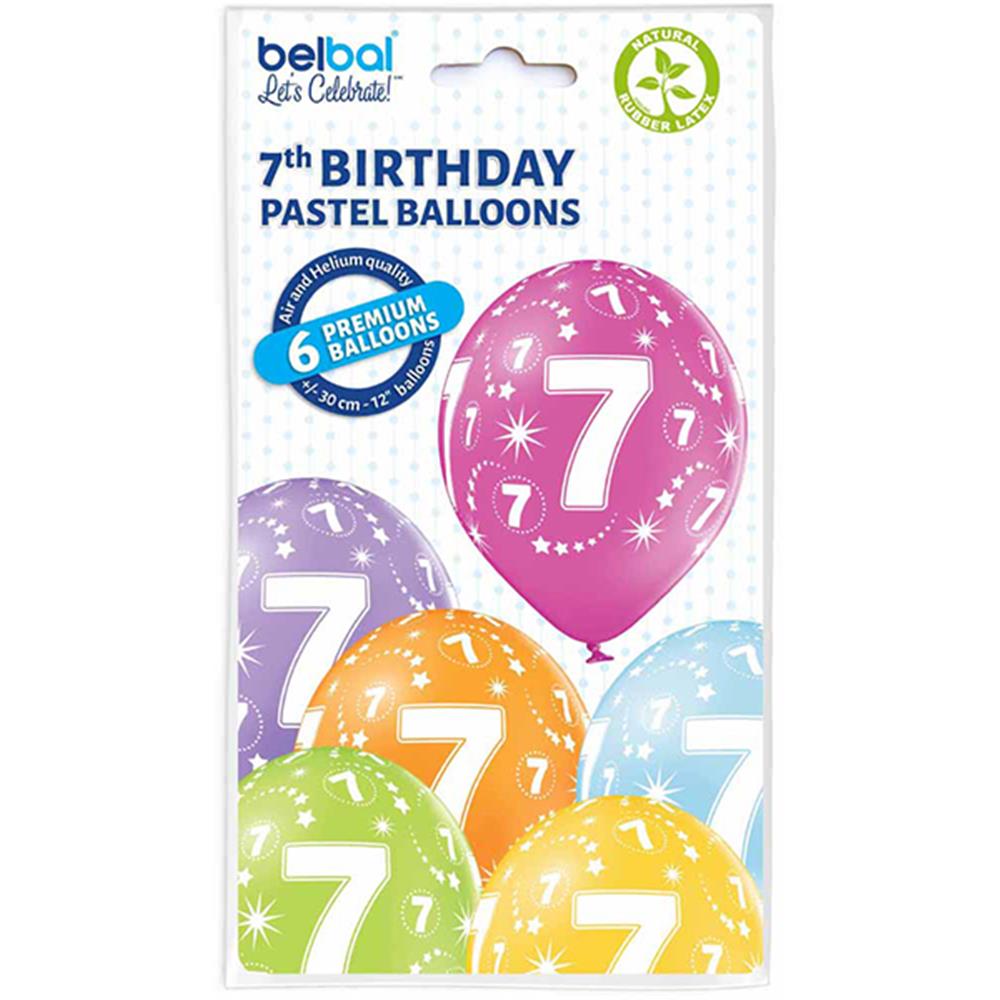 Ballons mit Zahl 7, 6 Stück