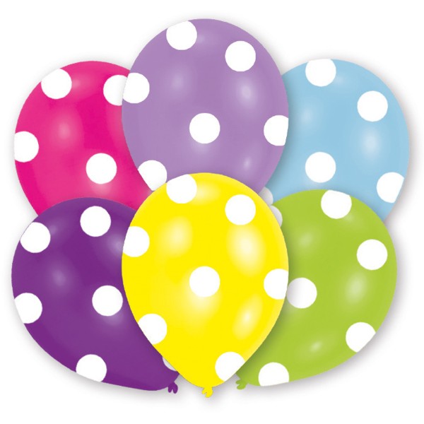 6 balloons dots green