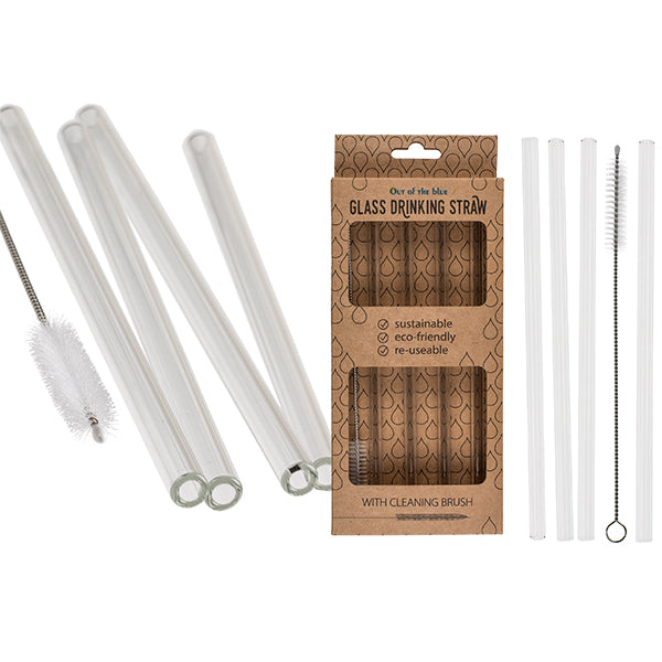 Noname glass drinking straw set of 4 including cleaning brush