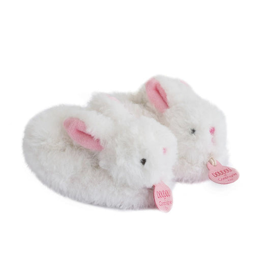 Doudou pieds de lapin bonbon avec hochet, rose 0-6M