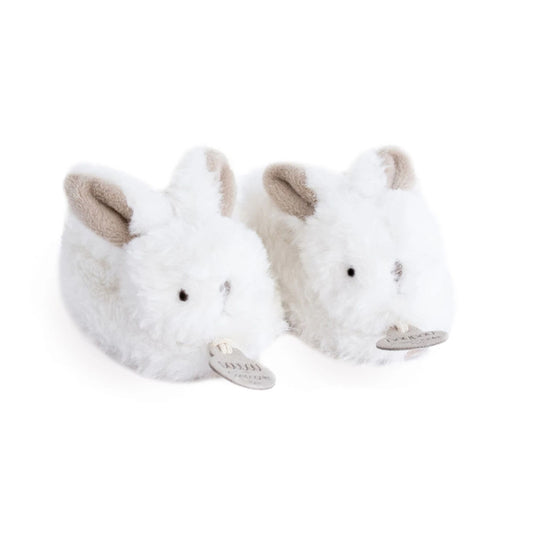 Doudou Bonbon Bunny Booties with Rattle,taupe 0-6M