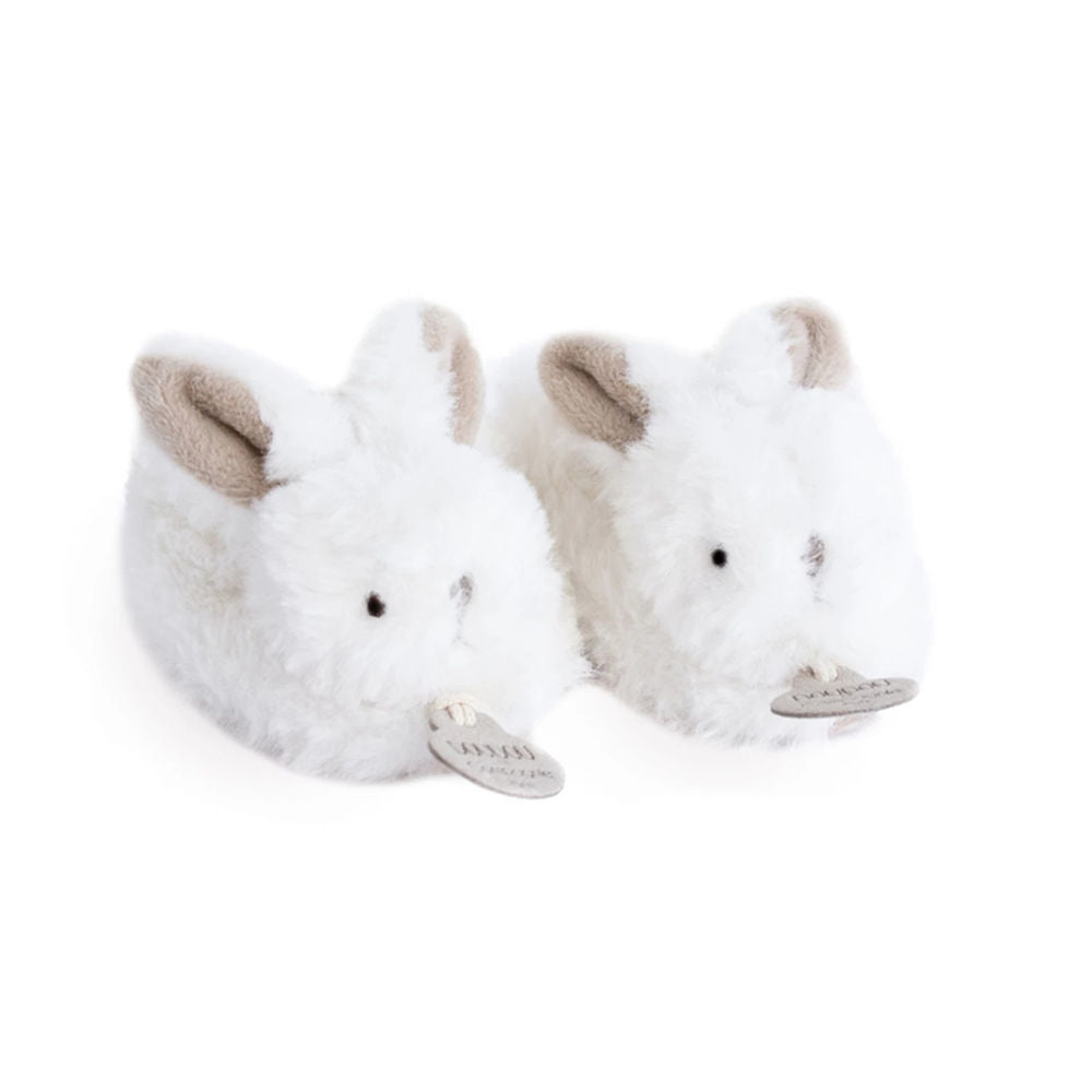 Doudou Bonbon Bunny Booties with Rattle,taupe 0-6M