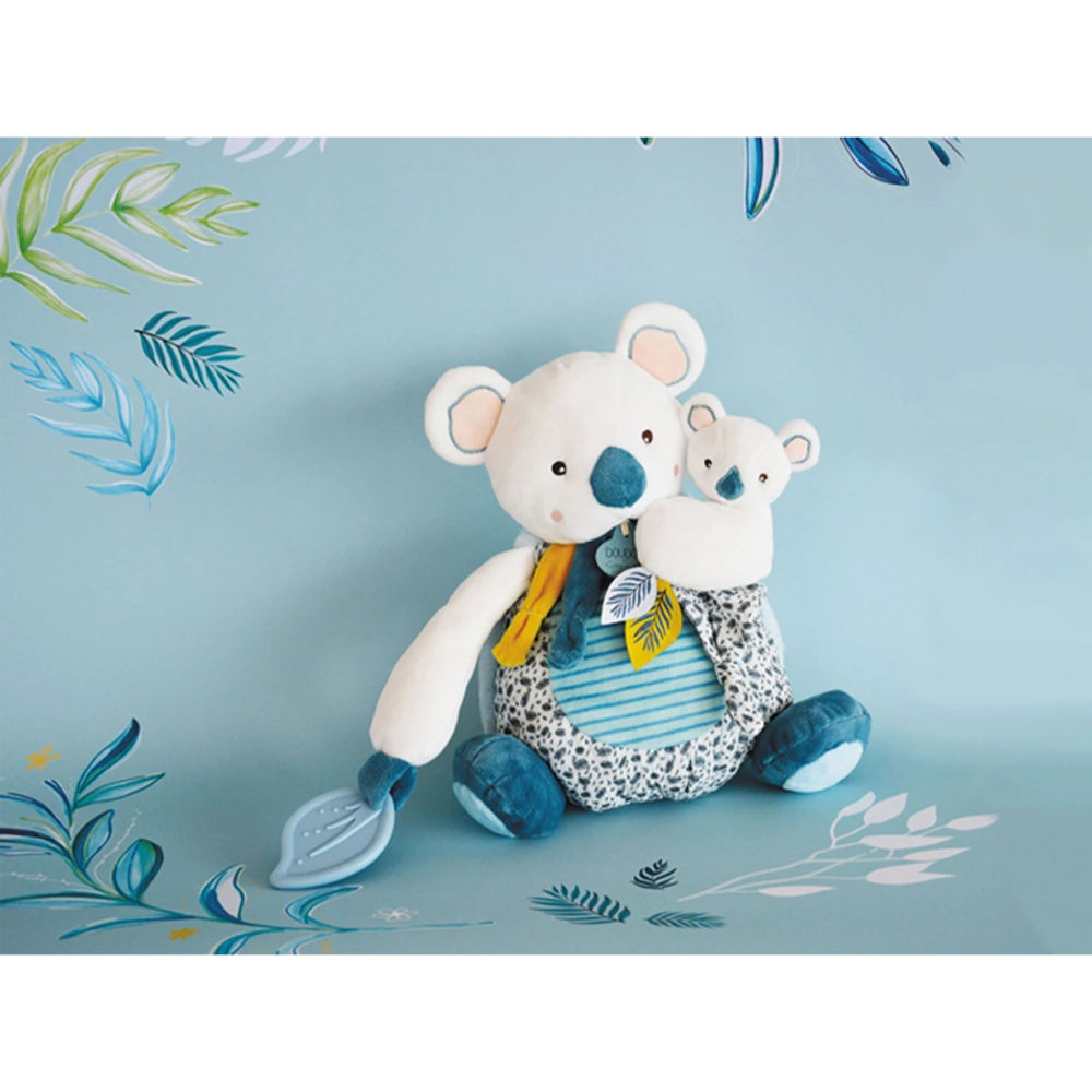 Doudou Koala with baby and teething ring 25cm