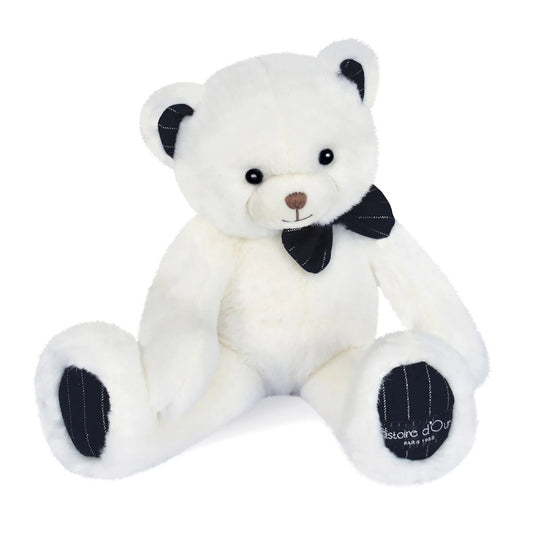 Doudou ours Preppy Chic, ivoire 30cm