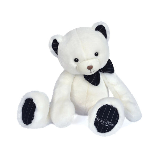 Doudou ours Preppy Chic, ivoire 40cm