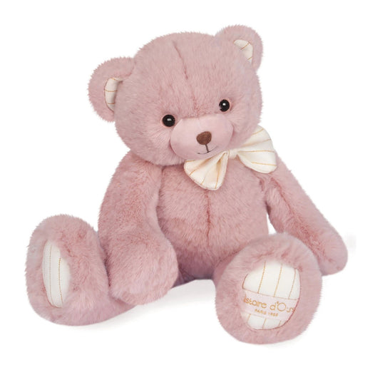Doudou ours Preppy Chic, rose 30cm