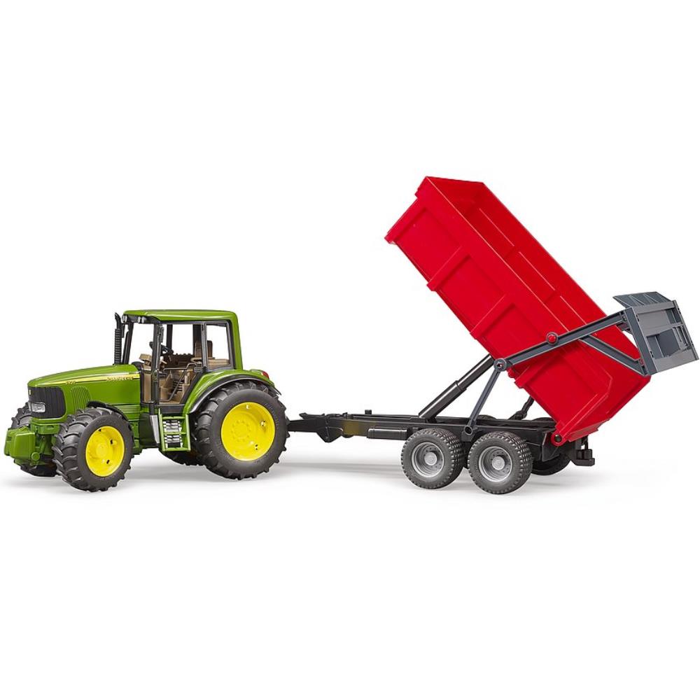 Bruder John Deere 6920 with tipping trailer red
