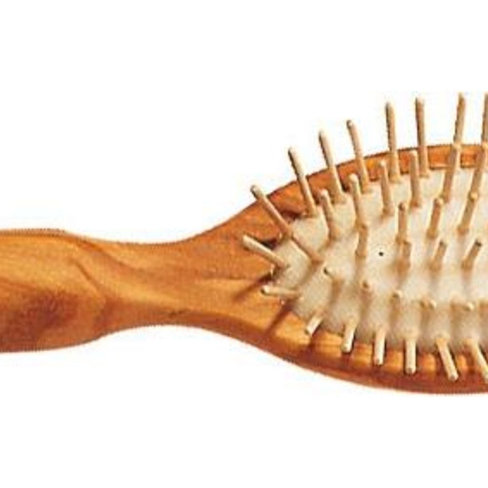 Kostkamm Holzbürste Olivenholz Gerade Holznoppen, 17.5 cm