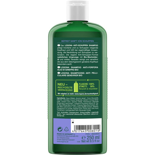 Logona Shampooing Huile de Genévrier Antipelliculaire, 250 ml