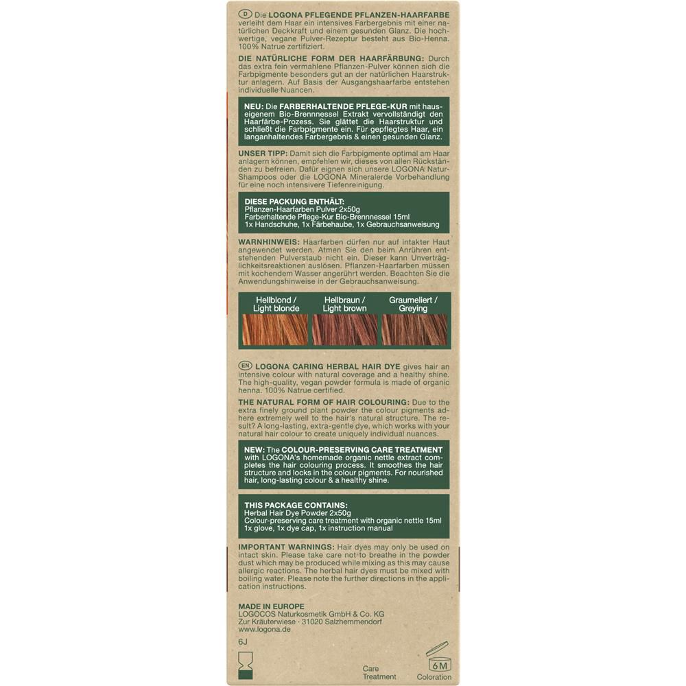 Logona Pflanzenhaarfarbe Pulver - Hennarot, 100 g