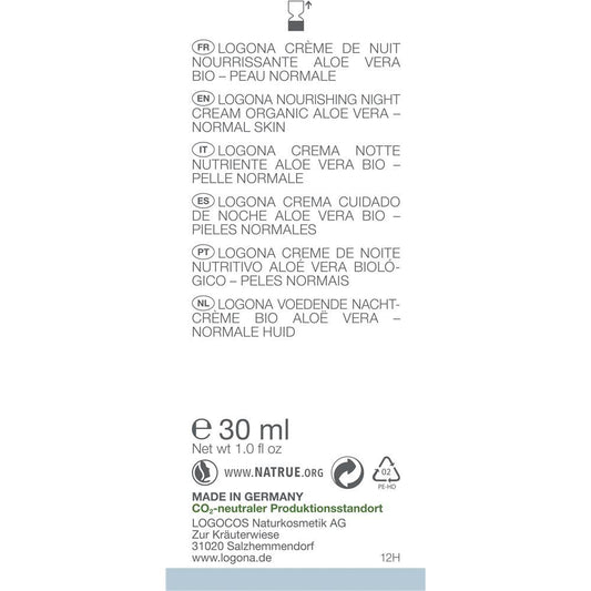 Logona Aloe Vera Nachtcreme pflegend, 30 ml
