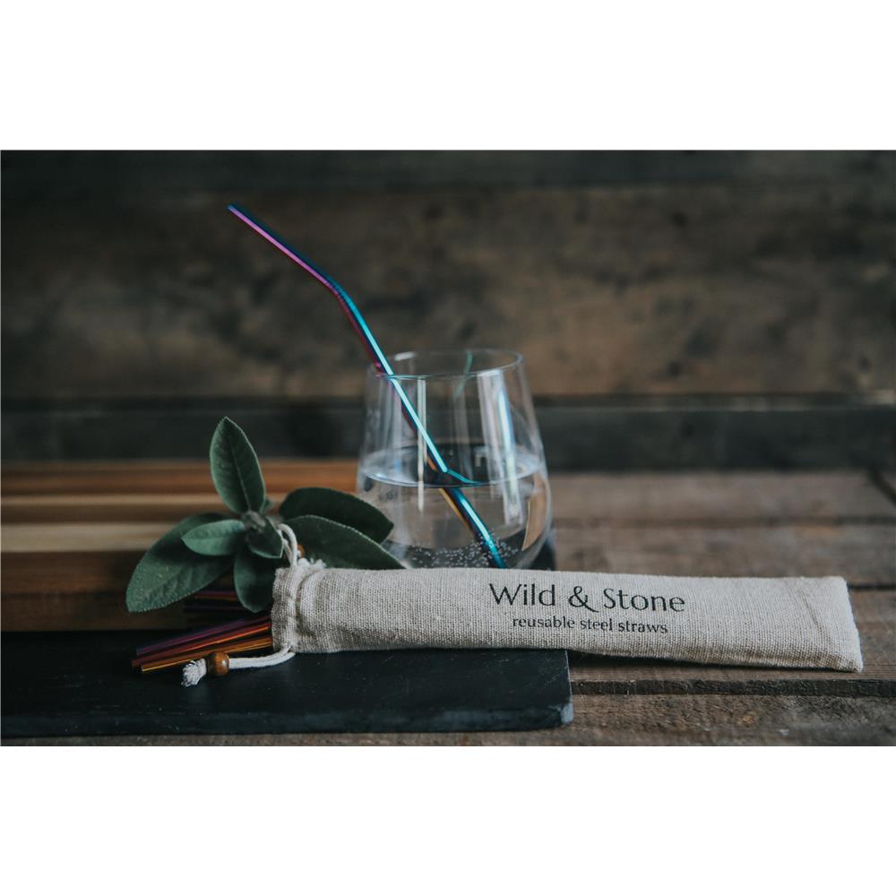 Wild & Stone Stainless Steel Reusable Straws Rainbow Pack of 8