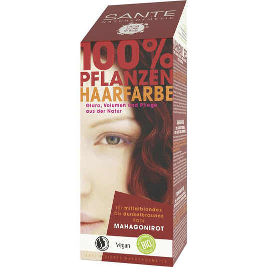 Coloration capillaire aux herbes Sante - rouge acajou, 100 g