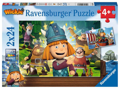 Puzzle pour enfants Ravensburger - Notre petite tête intelligente Wickie, 2x24 pièces