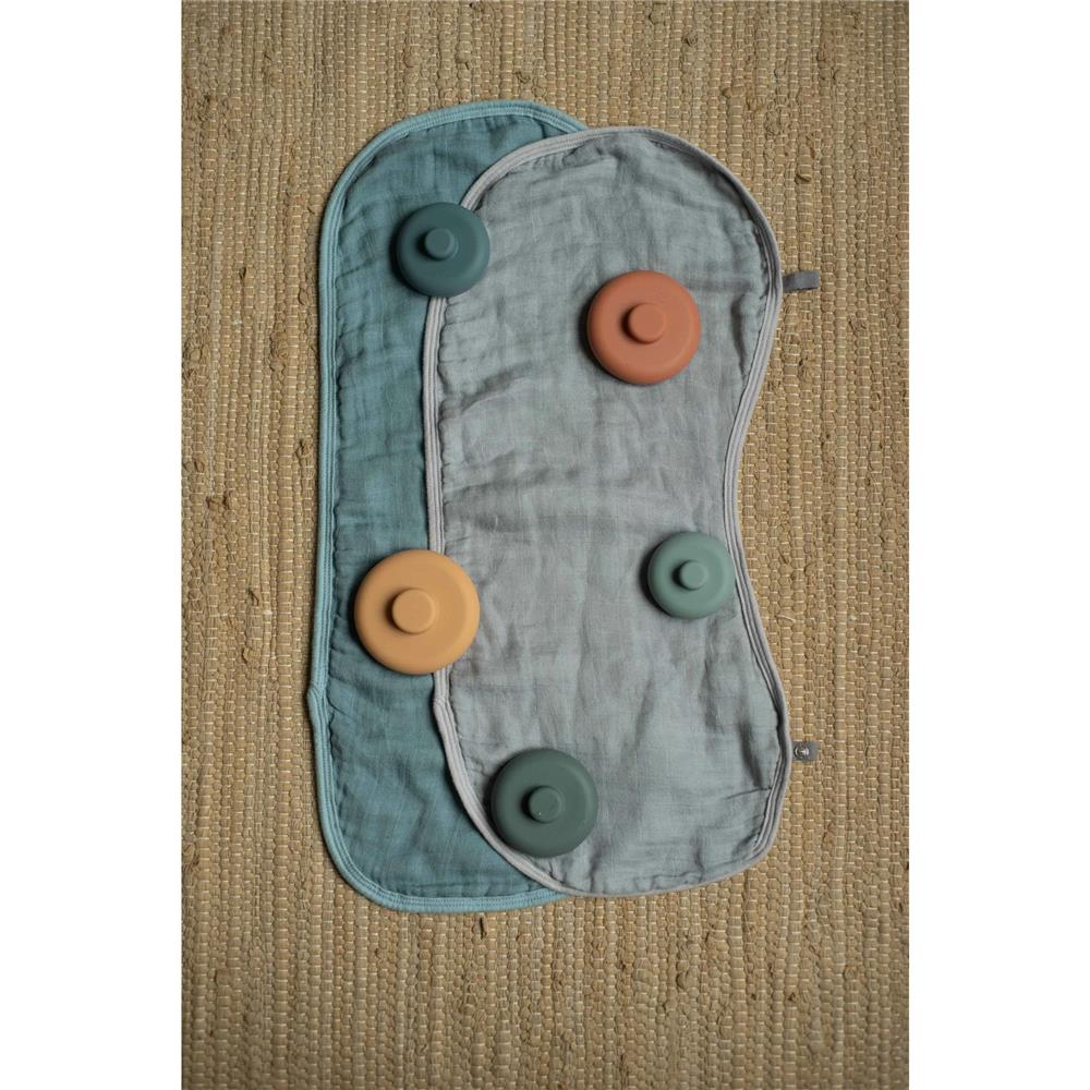 * Lot de 2 torchons d'épaule SOINA, gris/bleu paon